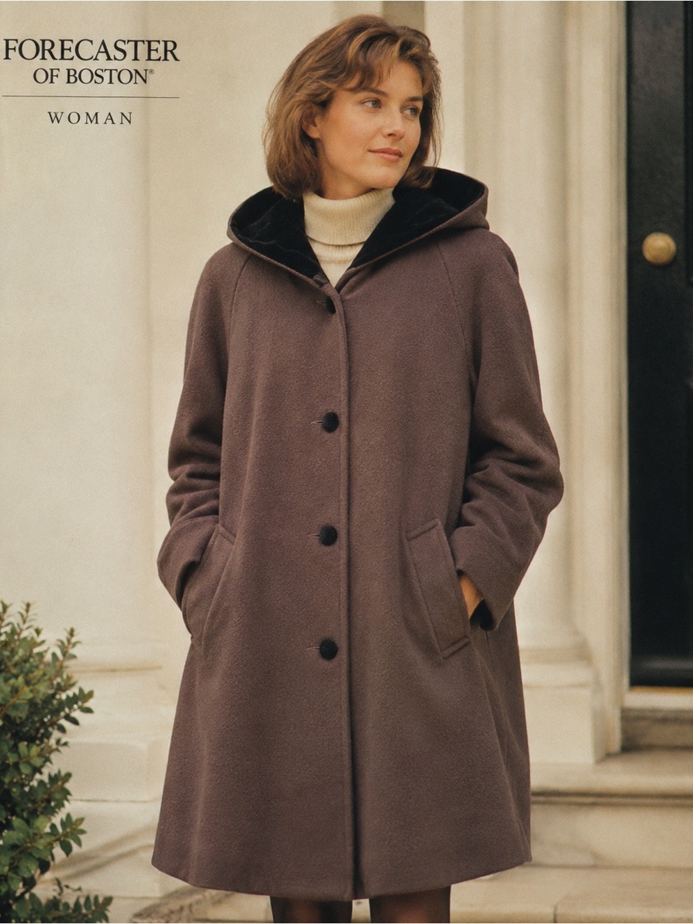Vintage Forecaster of Boston 100% Wool Hooded Coat Brown Size 14